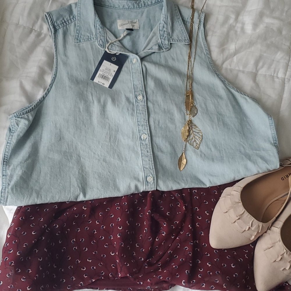 Chambray sleeveless blouse